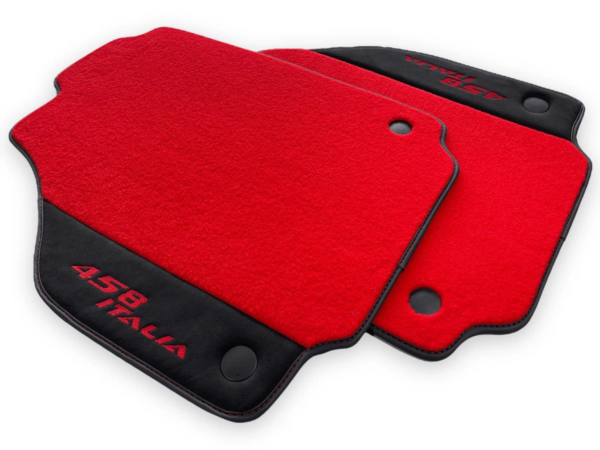 Røde Bilmatter For Ferrari 458 Italia 2009-2015 Svart Alcantara Lær - AutoWin
