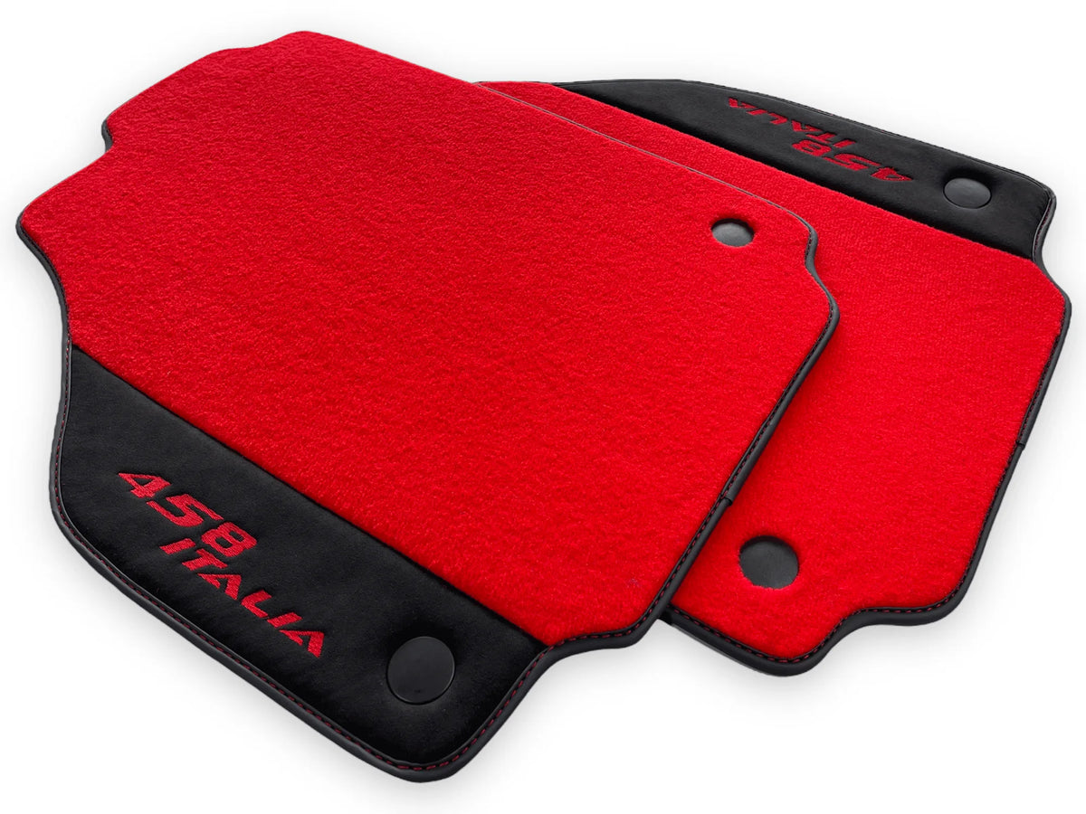 Røde Bilmatter For Ferrari 458 Italia 2009-2015 Svart Alcantara Lær - AutoWin