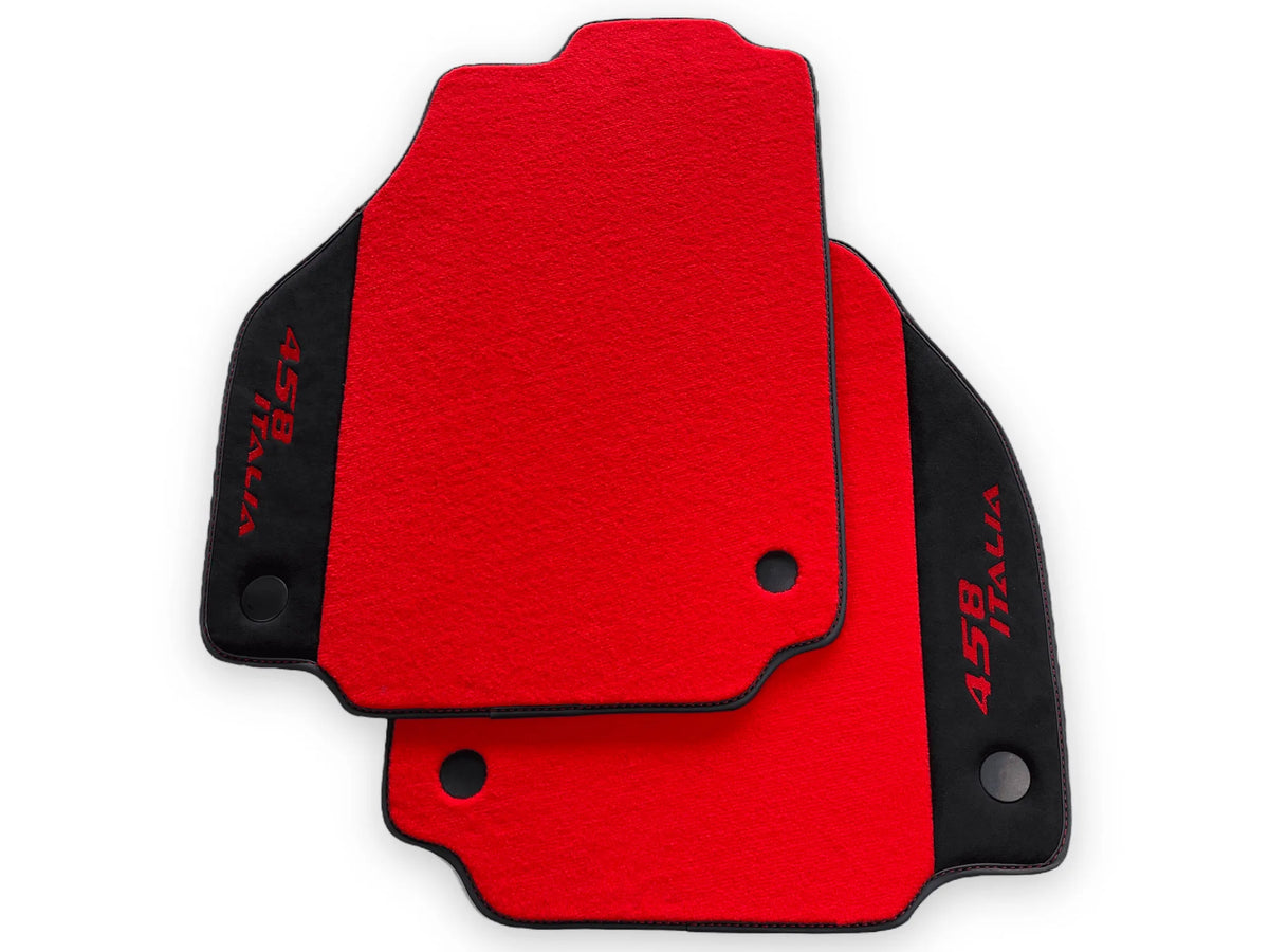 Røde Bilmatter For Ferrari 458 Italia 2009-2015 Svart Alcantara Lær - AutoWin