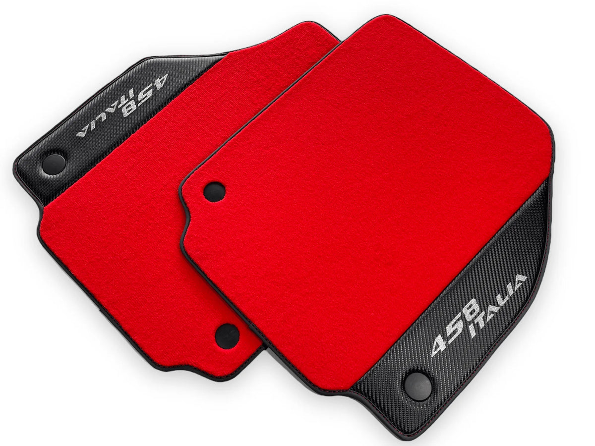 Røde Bilmatter For Ferrari 458 Italia 2009-2015 Med Karbonfiber Lær - AutoWin