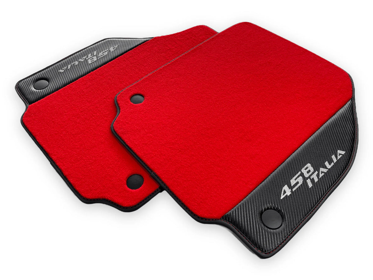 Røde Bilmatter For Ferrari 458 Italia 2009-2015 Med Karbonfiber Lær - AutoWin