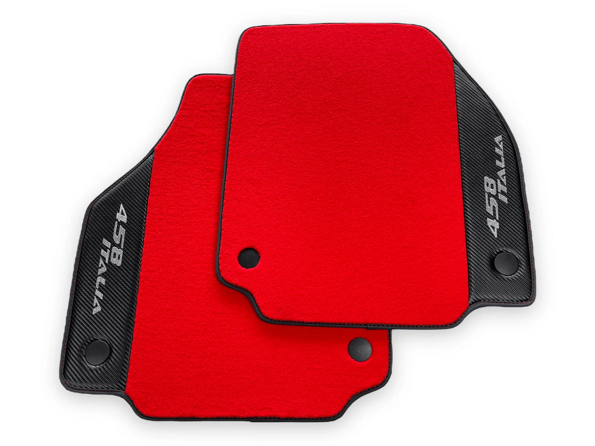 Røde Bilmatter For Ferrari 458 Italia 2009-2015 Med Karbonfiber Lær - AutoWin