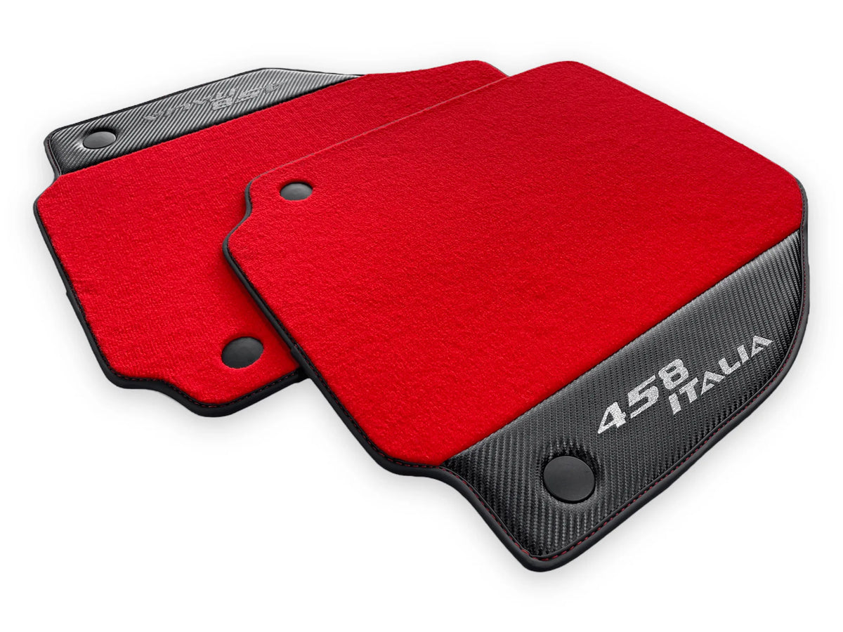 Røde Bilmatter For Ferrari 458 Italia 2009-2015 Med Karbonfiber Lær - AutoWin