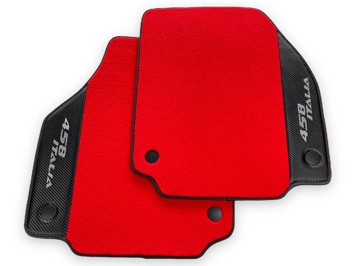 Røde Bilmatter For Ferrari 458 Italia 2009-2015 Med Karbonfiber Lær - AutoWin