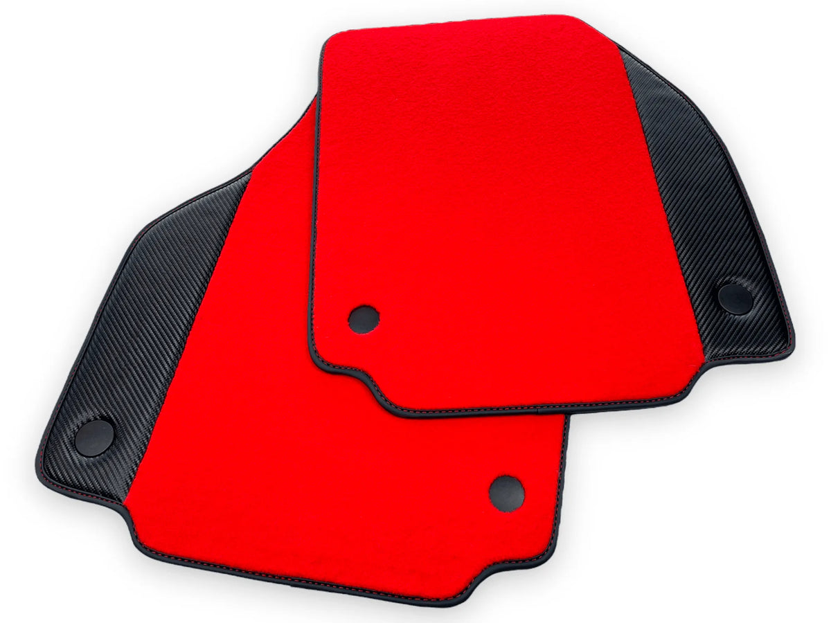 Red Floor Mats For Ferrari 488 GTB 2015-2022 Carpets With Carbon Fiber - AutoWin
