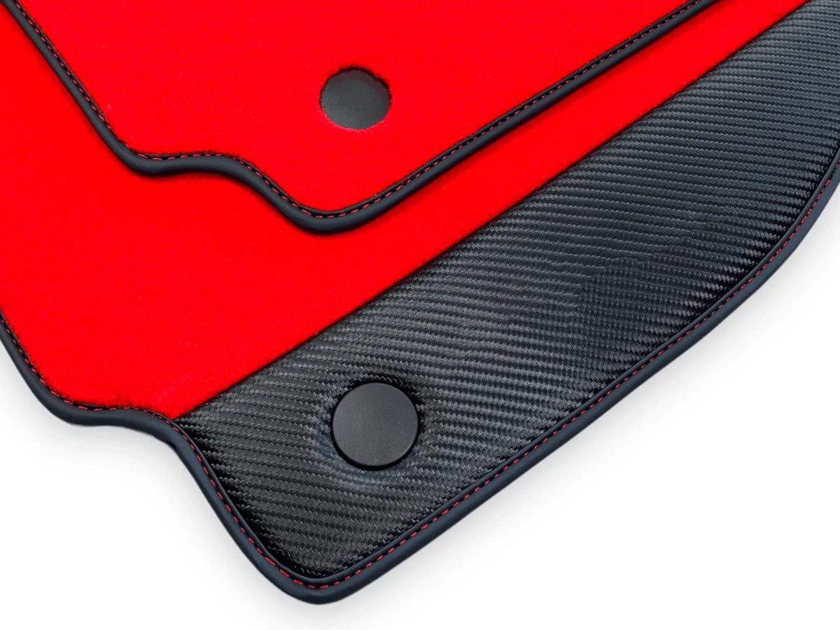 Red Floor Mats For Ferrari 488 Spider 2015-2022 Carbon Fiber - AutoWin