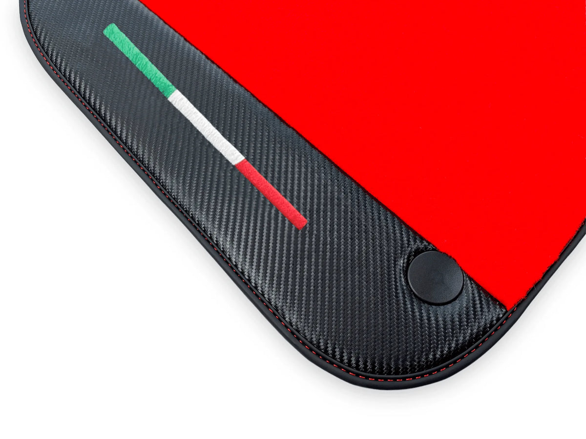 Red Floor Mats For Ferrari 812 GTS (2019-2023) With Carbon Fiber Leather