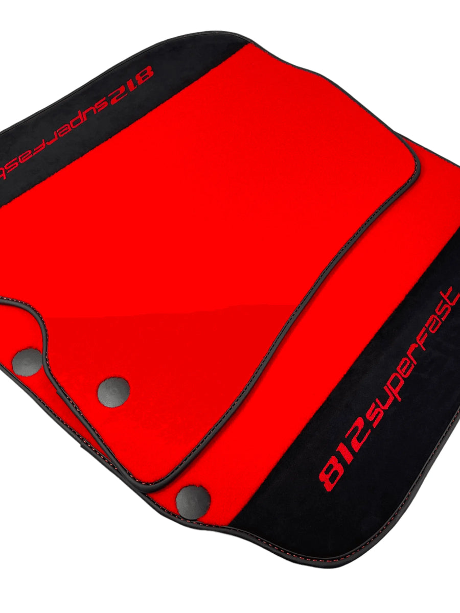 Red Floor Mats For Ferrari 812 Superfast With Alcantara Leather - AutoWin