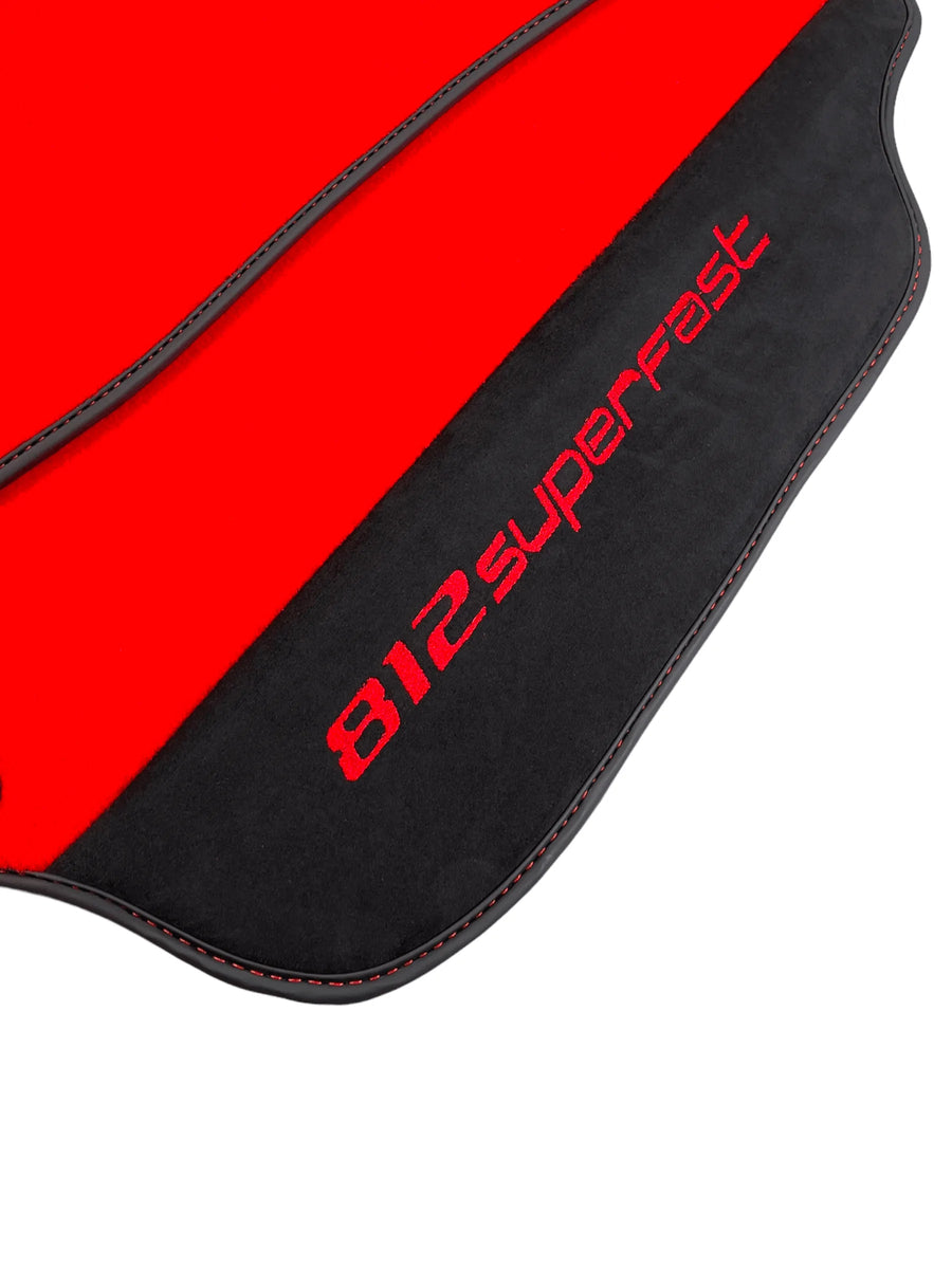 Red Floor Mats For Ferrari 812 Superfast With Alcantara Leather - AutoWin