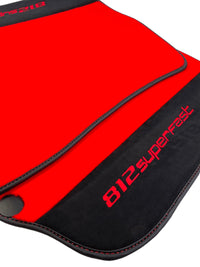 Red Floor Mats For Ferrari 812 Superfast With Alcantara Leather - AutoWin