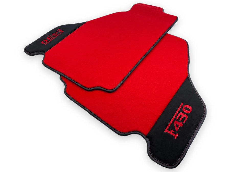Røde Bilmatter For Ferrari F430 2004-2009 Med Alcantara Lær - AutoWin