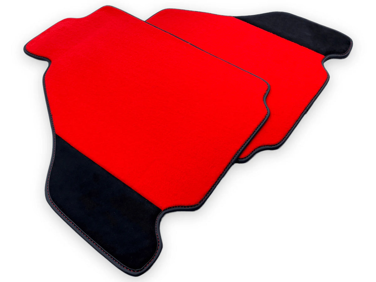 Red Floor Mats For Ferrari F430 2004-2009 With Alcantara Leather - AutoWin