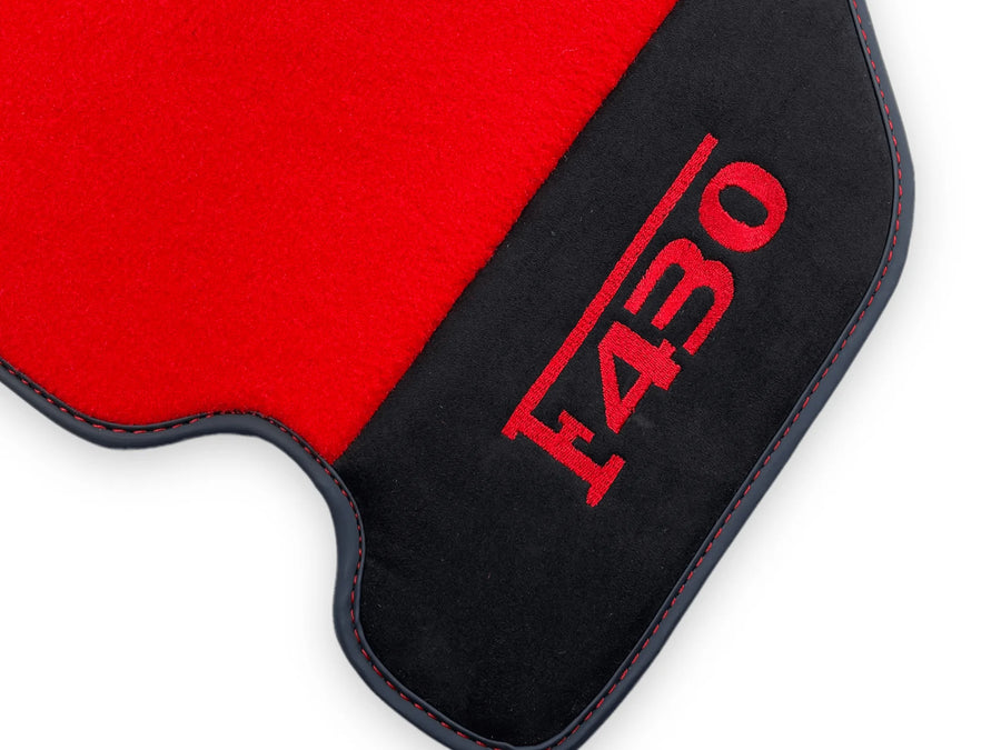 Røde Bilmatter For Ferrari F430 2004-2009 Med Alcantara Lær - AutoWin