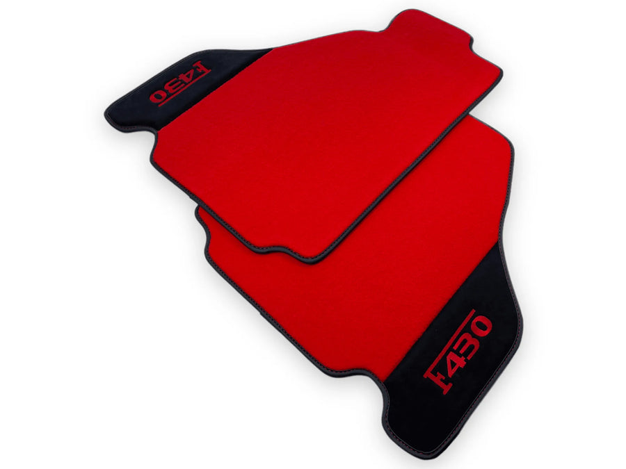 Røde Bilmatter For Ferrari F430 2004-2009 Med Alcantara Lær - AutoWin