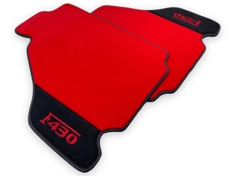 Røde Bilmatter For Ferrari F430 2004-2009 Med Alcantara Lær - AutoWin
