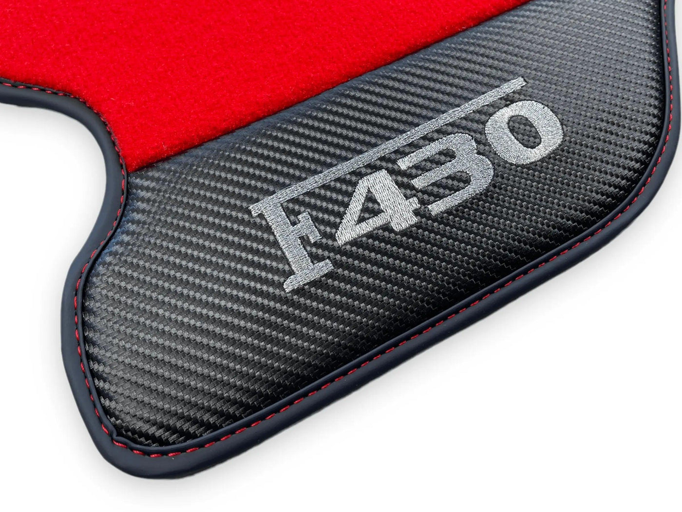 Red Floor Mats For Ferrari F430 2004-2009 With Carbon Fiber Leather - AutoWin