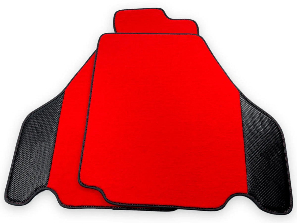 Red Floor Mats For Ferrari F430 2004-2009 With Carbon Fiber Leather - AutoWin