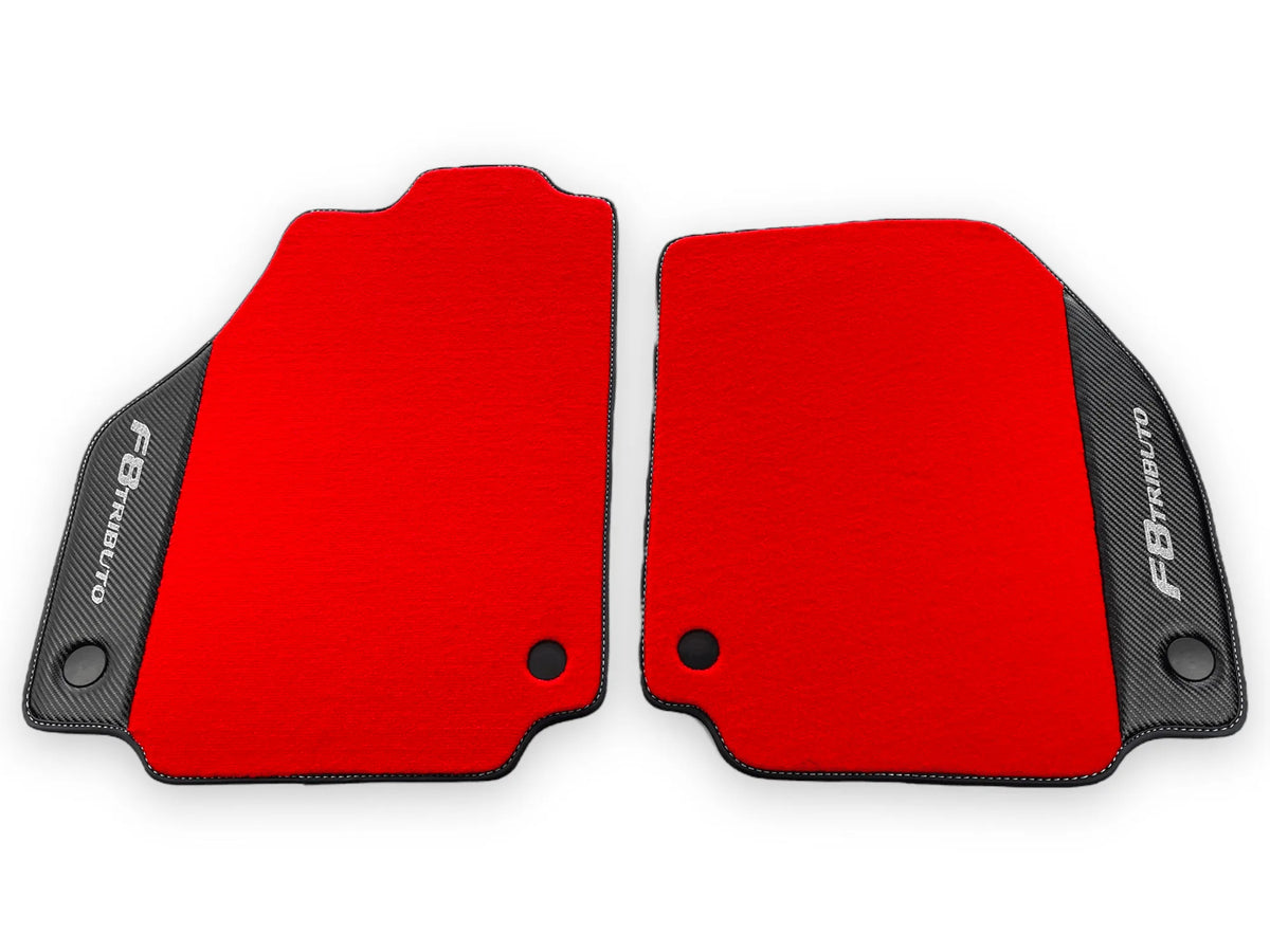 Røde Bilmatter For Ferrari F8 Tributo 2019-2022 Med Karbonlær - AutoWin