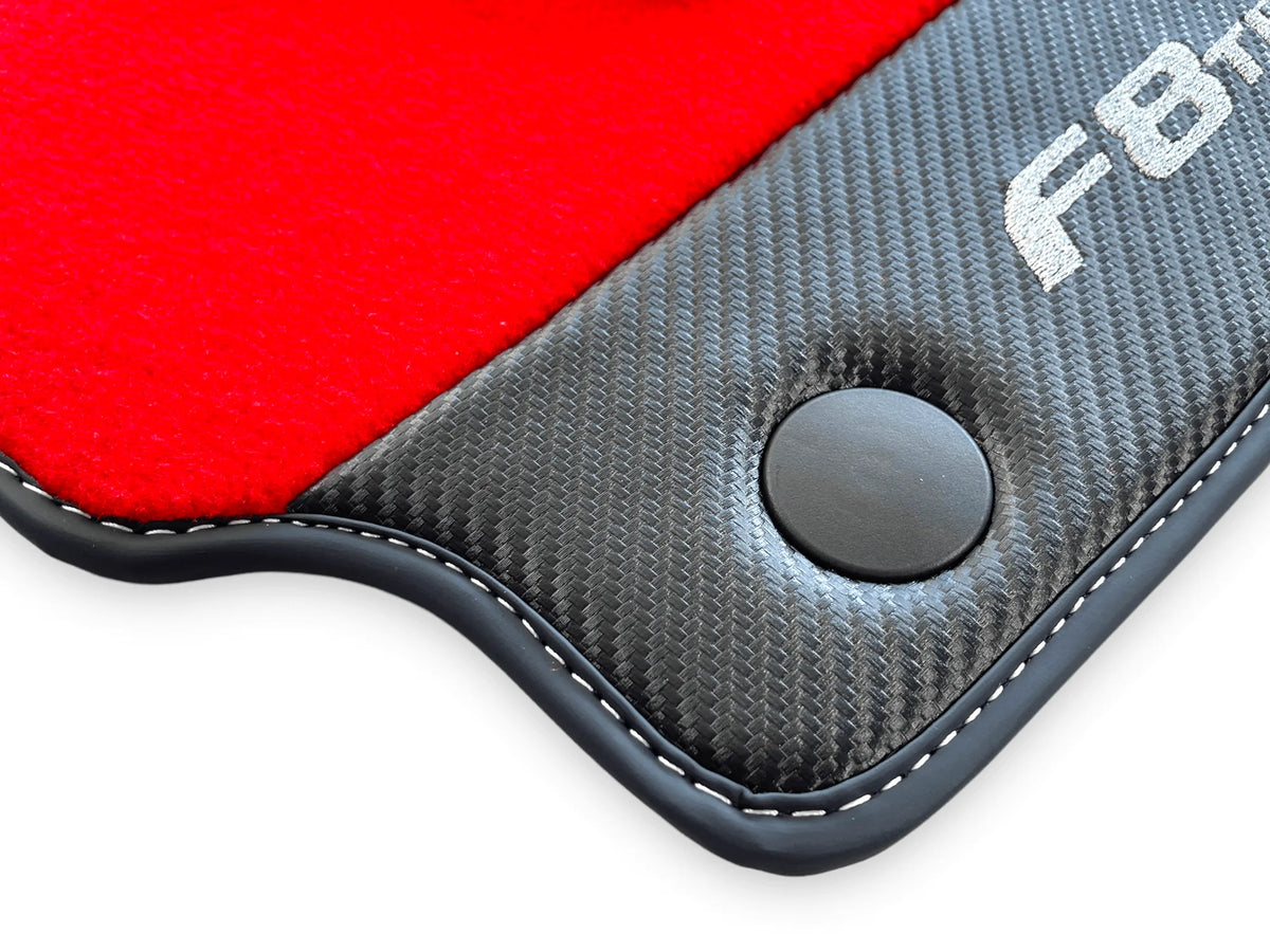 Røde Bilmatter For Ferrari F8 Tributo 2019-2022 Med Karbonlær - AutoWin