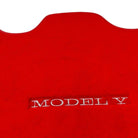 Red Floor Mats for Tesla Model Y (2020-2023) with Red Trim - AutoWin