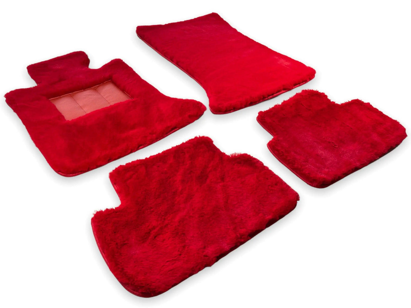 Red Sheepskin Floor Mats For Bentley Bentayga Er56 Design Brand - AutoWin