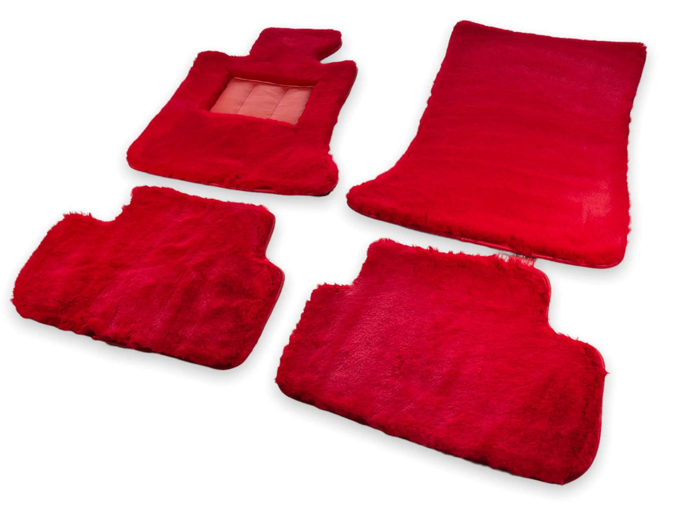 Red Sheepskin Floor Mats For Bentley Bentayga Er56 Design Brand - AutoWin