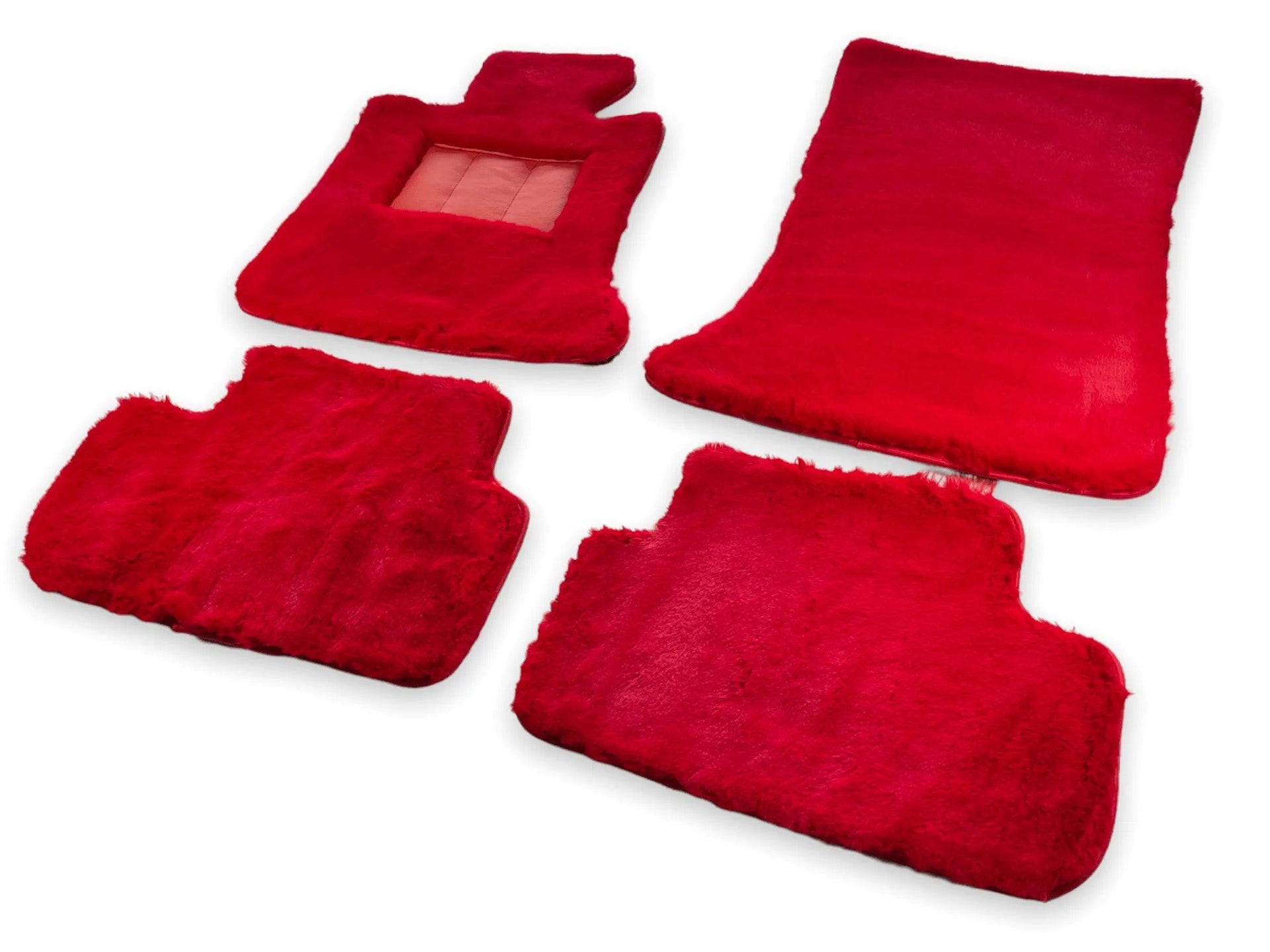 Red Sheepskin Floor Mats For Bentley Flying Spur (2005-2013) Er56 Design Brand - AutoWin
