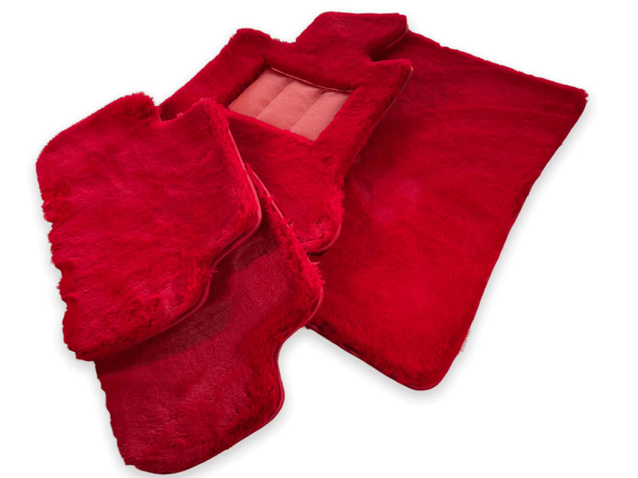 Red Sheepskin Floor Mats For Rolls Royce Phantom VIII (2017-2024) Design Brand - AutoWin
