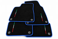 Floor Mats For Lamborghini Urus Black Tailored With Orange Rounds Carpets - Blue trim