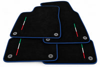 Floor Mats For Lamborghini Urus Black Tailored With Orange Rounds Carpets - Dark Blue trim