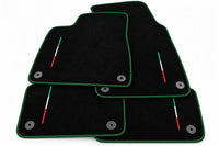 Floor Mats For Lamborghini Urus Black Tailored With Orange Rounds Carpets - Dark Green trim