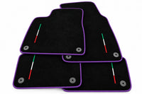 Floor Mats For Lamborghini Urus Black Tailored With Orange Rounds Carpets - Purple trim