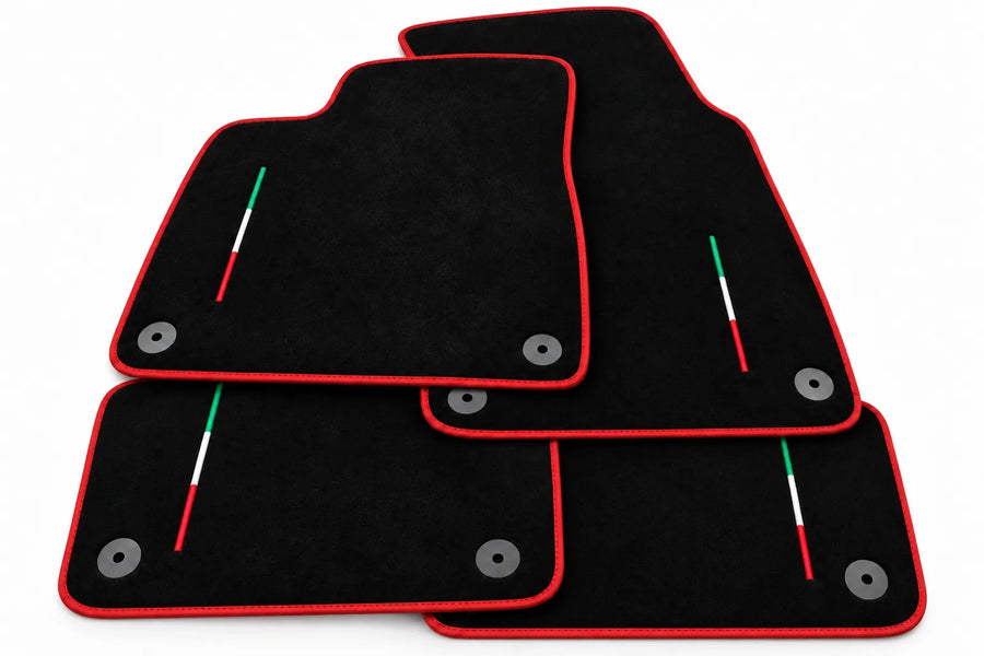Floor Mats For Lamborghini Urus Black Tailored With Orange Rounds Carpets - Red trim