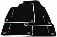 Floor Mats For Lamborghini Urus Black Tailored With Orange Rounds Carpets - White trim