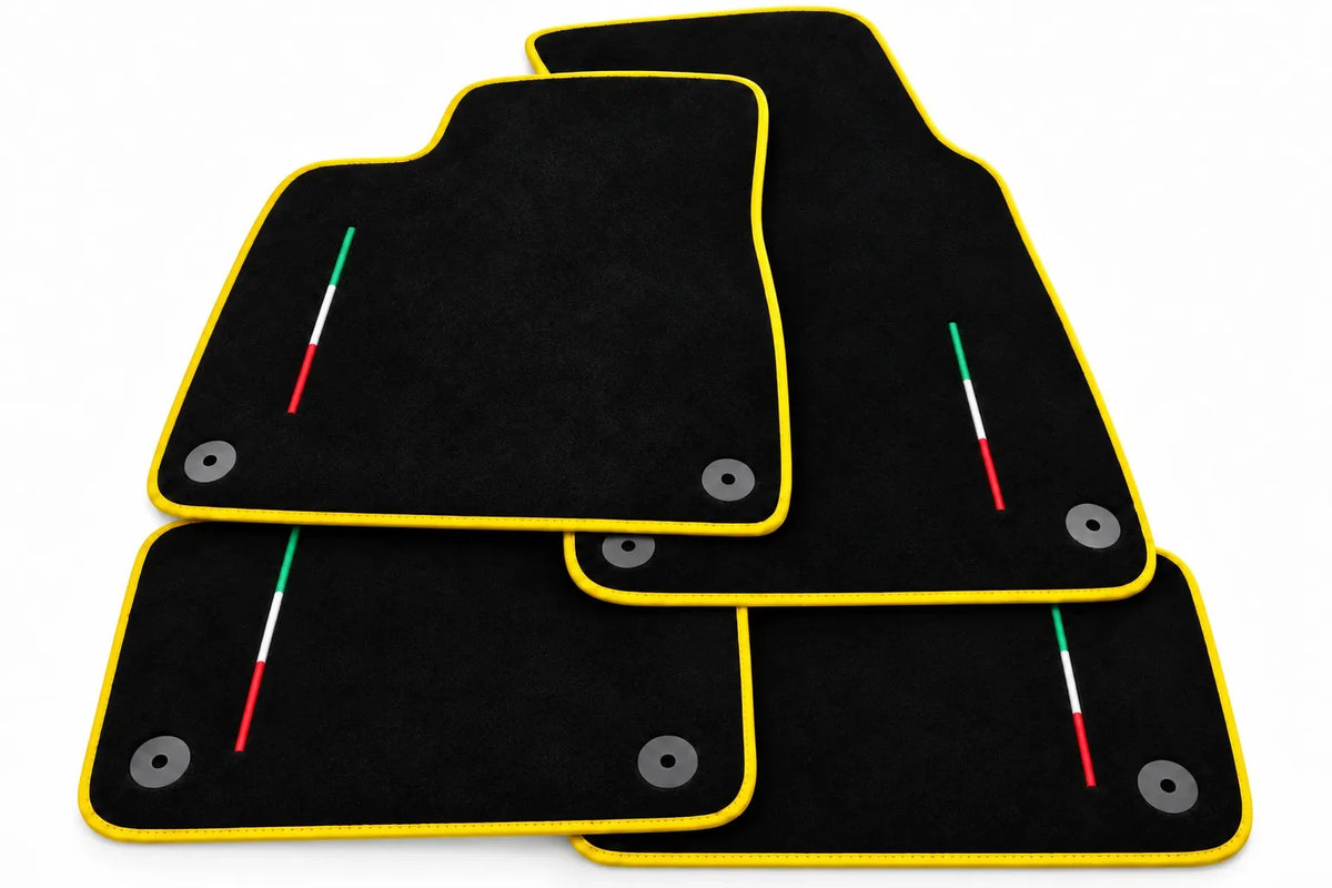 Black Floor Mats For Lamborghini Urus Tailored With Yellow Trim
