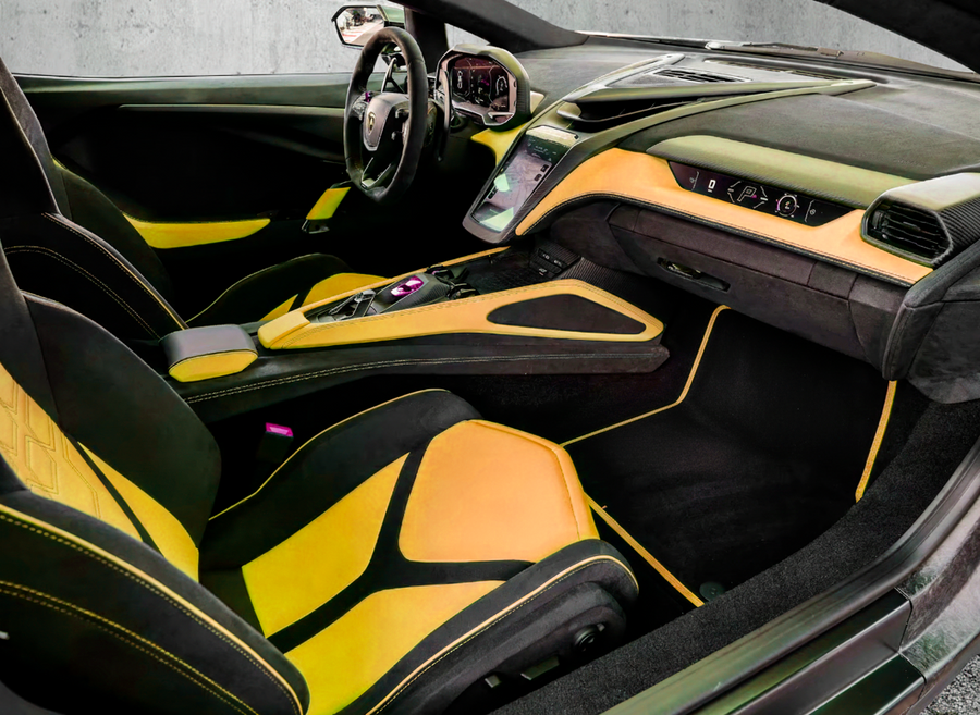 Tilpassbare Svarte Bilmatter For Lamborghini Urus Tilpasset Med Gult Trim