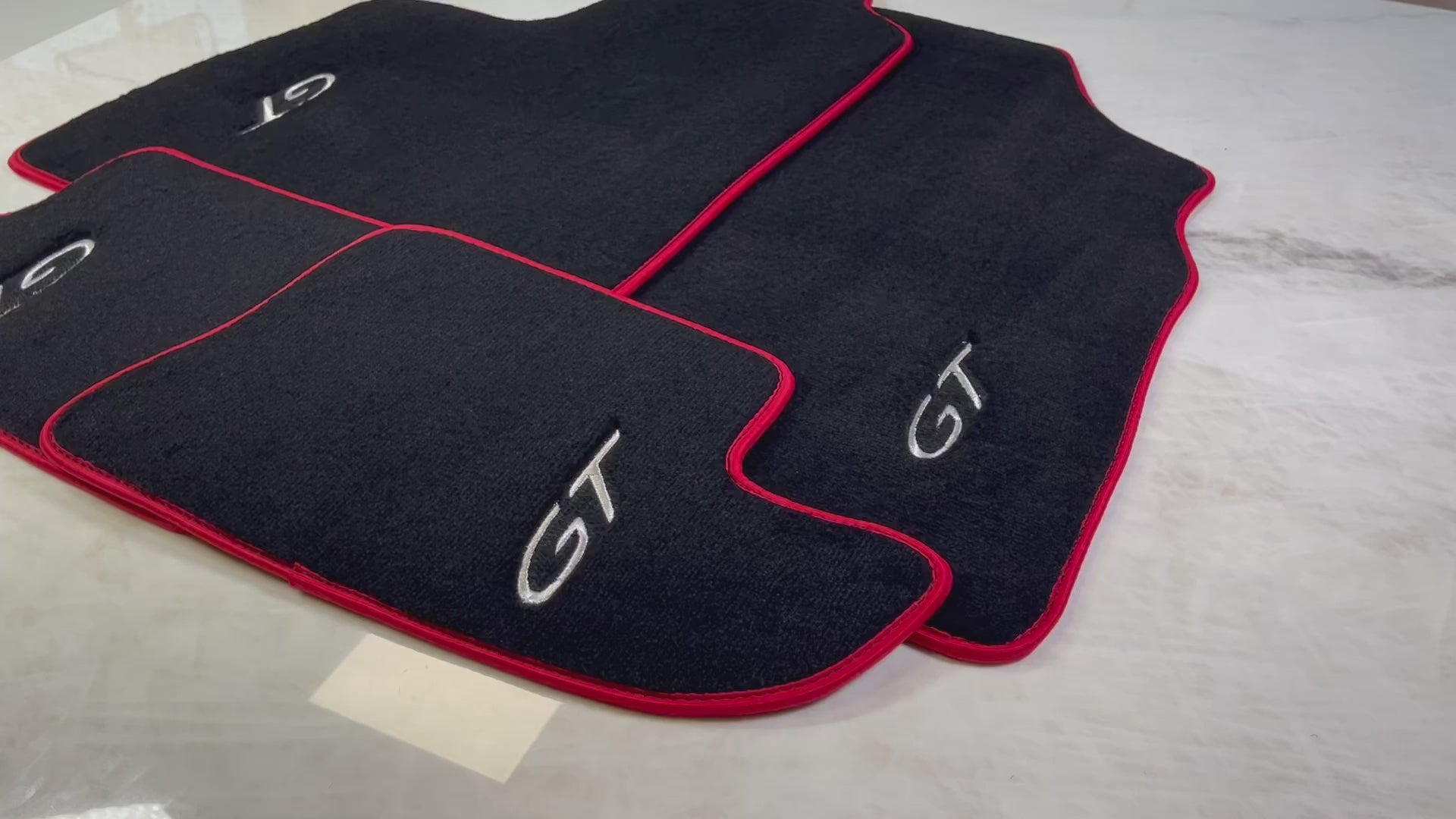 Black Floor Mats For Bentley Continental GT 2003–2011 With Red Trim - AutoWin