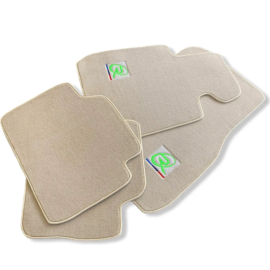 Beige Floor Mats For BMW 7 Series E65 Tailored Set Perfect Fit Green Collection - AutoWin
