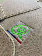 Beige Floor Mats For BMW M3 Series F80 ROVBUT Brand Tailored Set Perfect Fit Green SNIP Collection - AutoWin