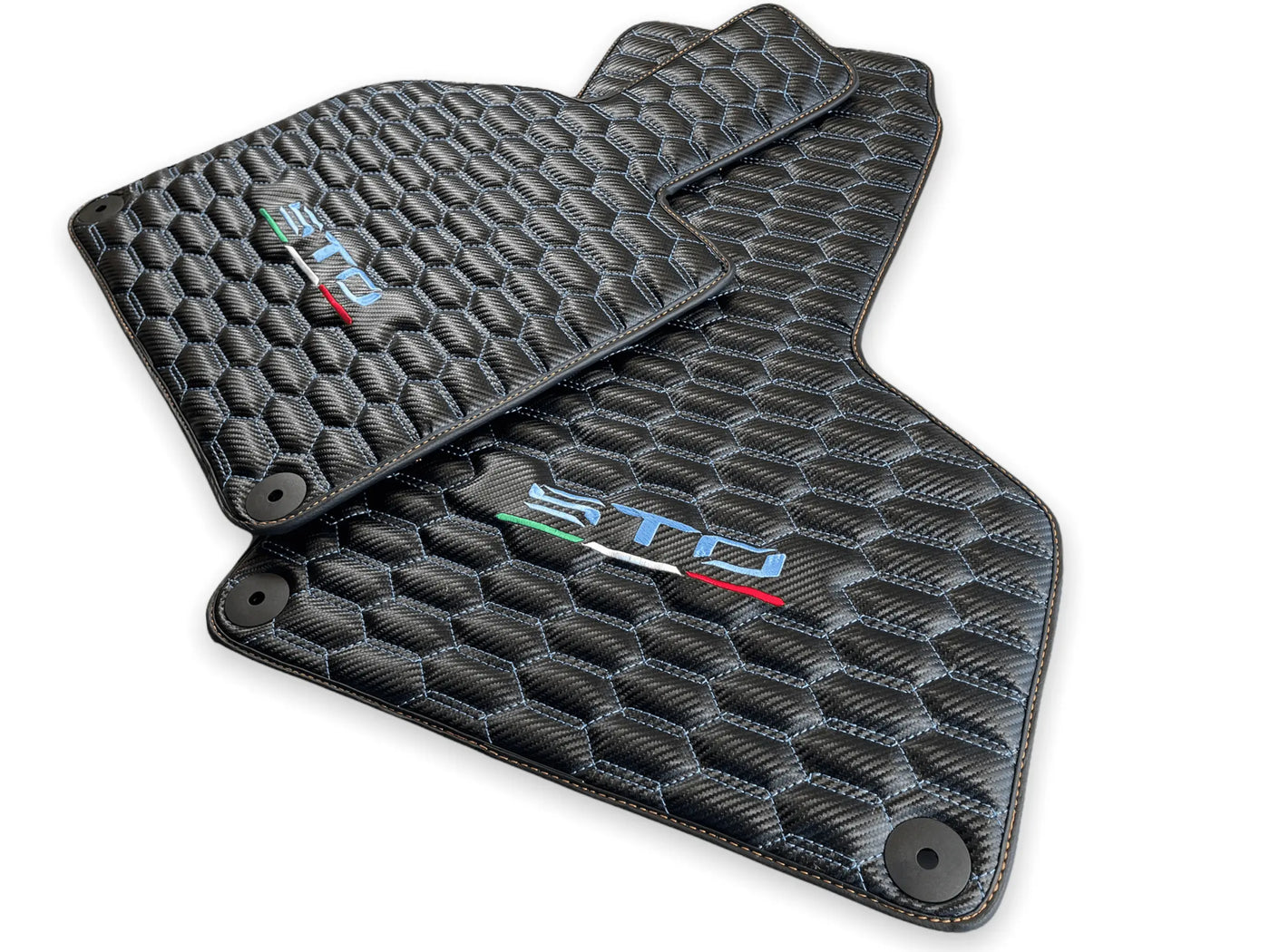 Blue Stitched Carbon Mats for Lamborghini Huracan Sto