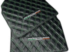 Floor Mats for Lamborghini Aventador Carbon Fiber Leather Green Stitching - AutoWin