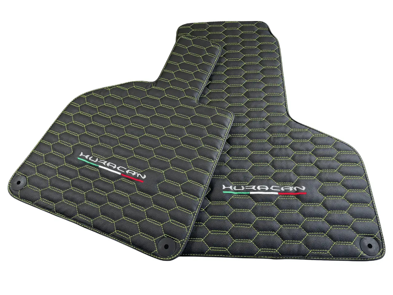 Green Stitched Leather Mats for Lamborghini Huracan