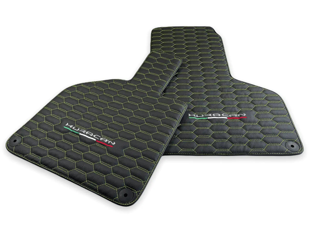 Green Stitched Leather Mats for Lamborghini Huracan