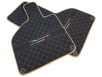 Floor Mats for Lamborghini Huracan Perfomante Alcantara Leather Gold Trim - AutoWin