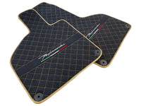 Floor Mats for Lamborghini Huracan Perfomante Alcantara Leather Gold Trim - AutoWin