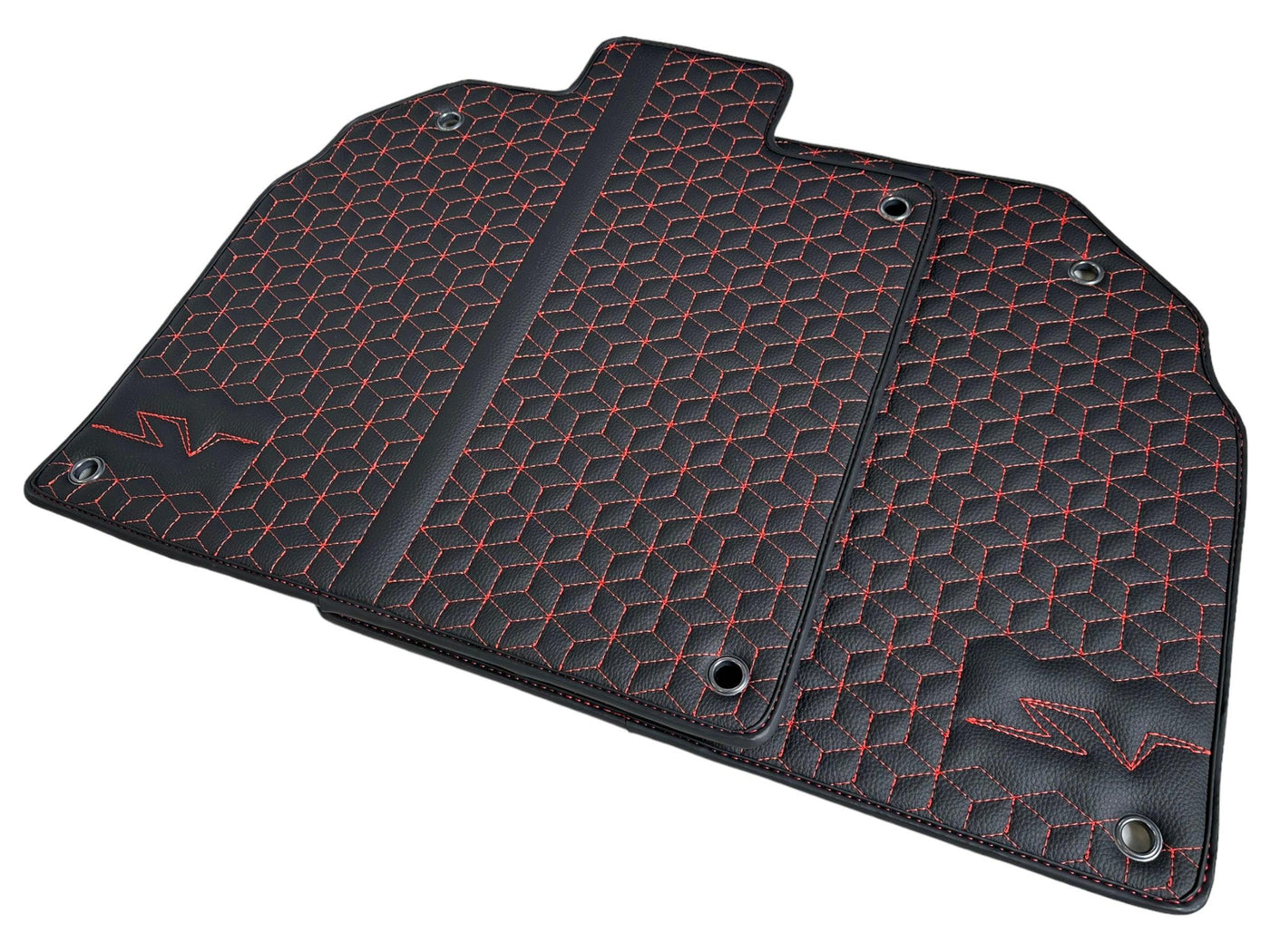 Leather Floor Mats for Lamborghini Aventador SV | Red Stitching - AutoWin