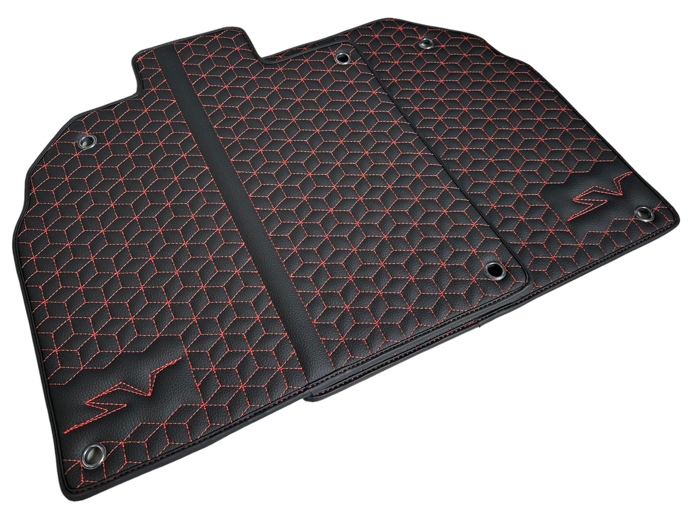Leather Floor Mats for Lamborghini Aventador SV | Red Stitching - AutoWin