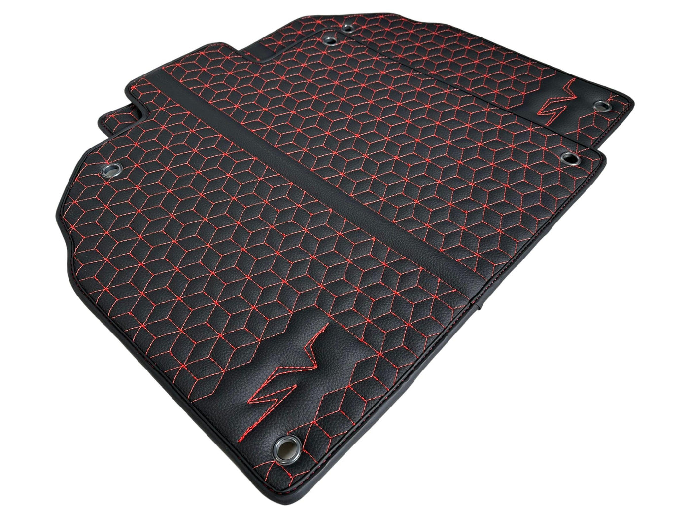 Leather Floor Mats for Lamborghini Aventador SV | Red Stitching - AutoWin