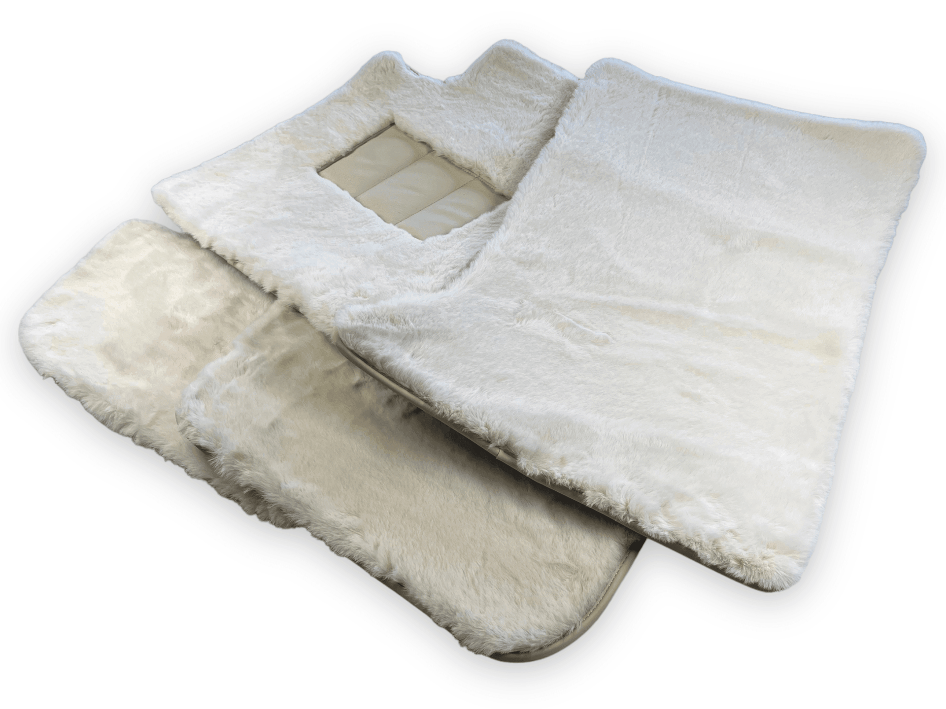 White Sheepskin Floor Mats For Rolls Royce Cullinan Rr31 2018-2023 Er56 Design Brand - AutoWin
