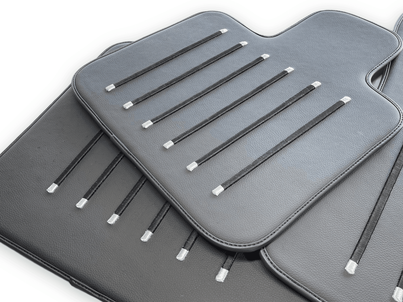 Leather Floor Mats For Rolls Royce Black Badge Phantom Drophead Coupe 2007–2016 Black - AutoWin